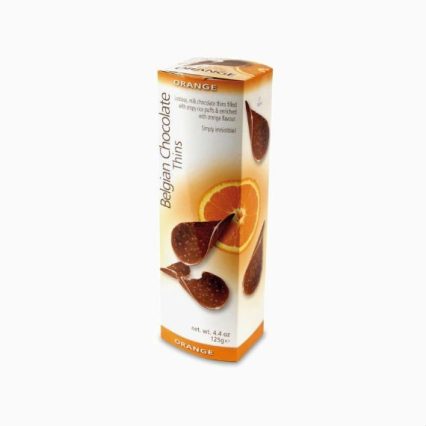 shokoladnye chipsy belgian milk chocolate thins orange 80 g