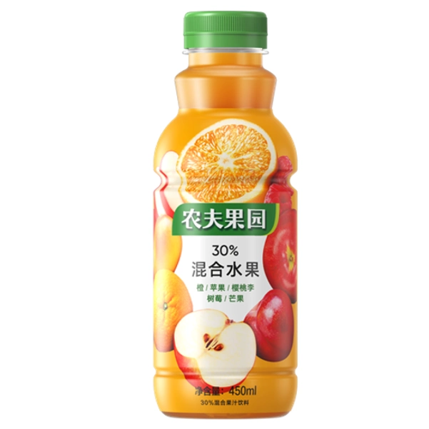 Сокосодержащий напиток Nongfu Spring Фермерский сад апельсин, яблоко, алыча, малина, манго, 450 мл